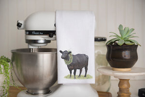 Christmas Cow 2 Waffle Weave Kitchen Towel