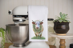 Christmas Cow 1 Waffle Weave Kitchen Towel