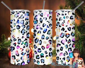 20 Ounce Skinny Stainless Double-Walled Tumbler - Colorful Leopard