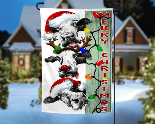 Merry Christmas Cows Funny Garden Flag