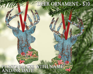 Personalized Barn Wood Deer Ornament