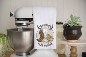 Do No Harm Take No Bull Waffle Weave Kitchen Towel