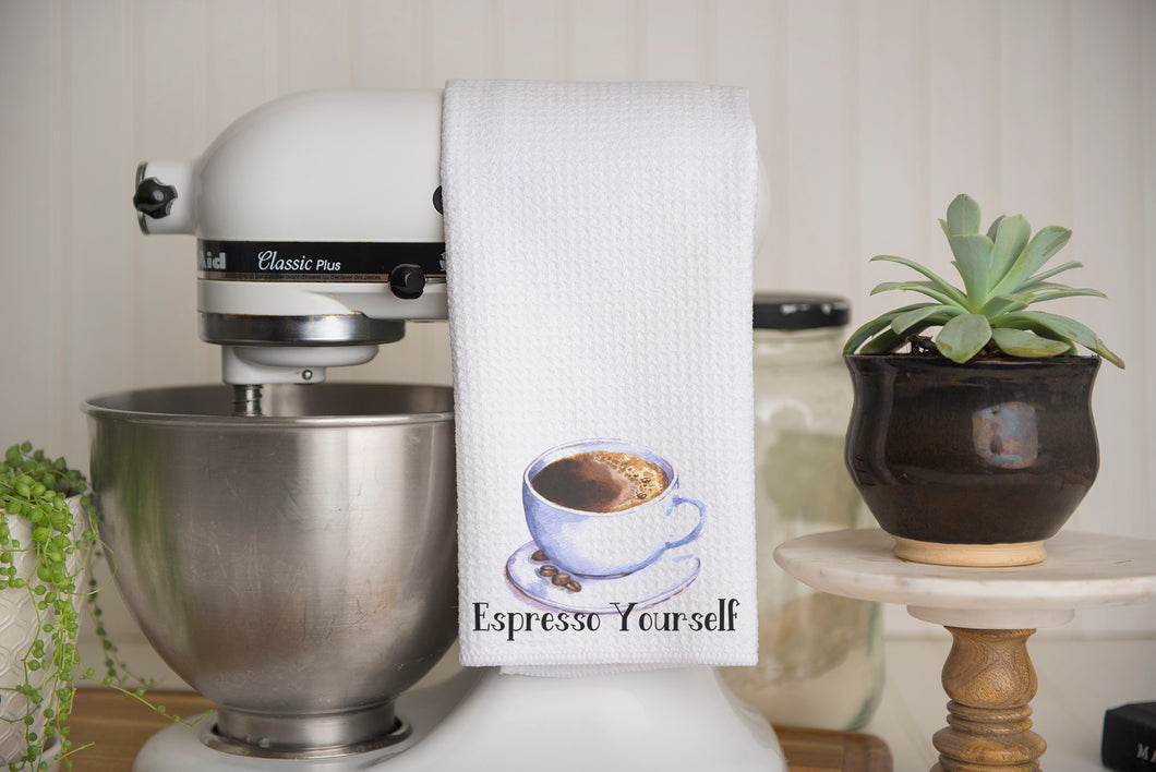 Espresso Yourself Waffle Weave Kitchen Towel