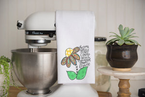 Isaiah 40:8 Flower Waffle Weave Kitchen Towel