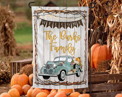 Fall Truck Personalized Garden Flag