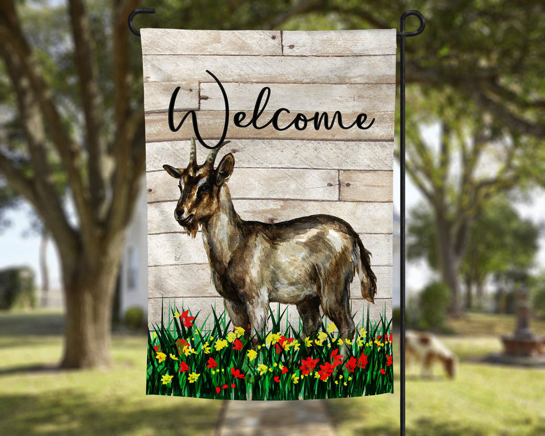 Farmhouse Welcome Goat Garden Flag