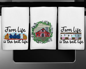 Farm Life Is The Best Life Waffle Weave Kitchen Towels