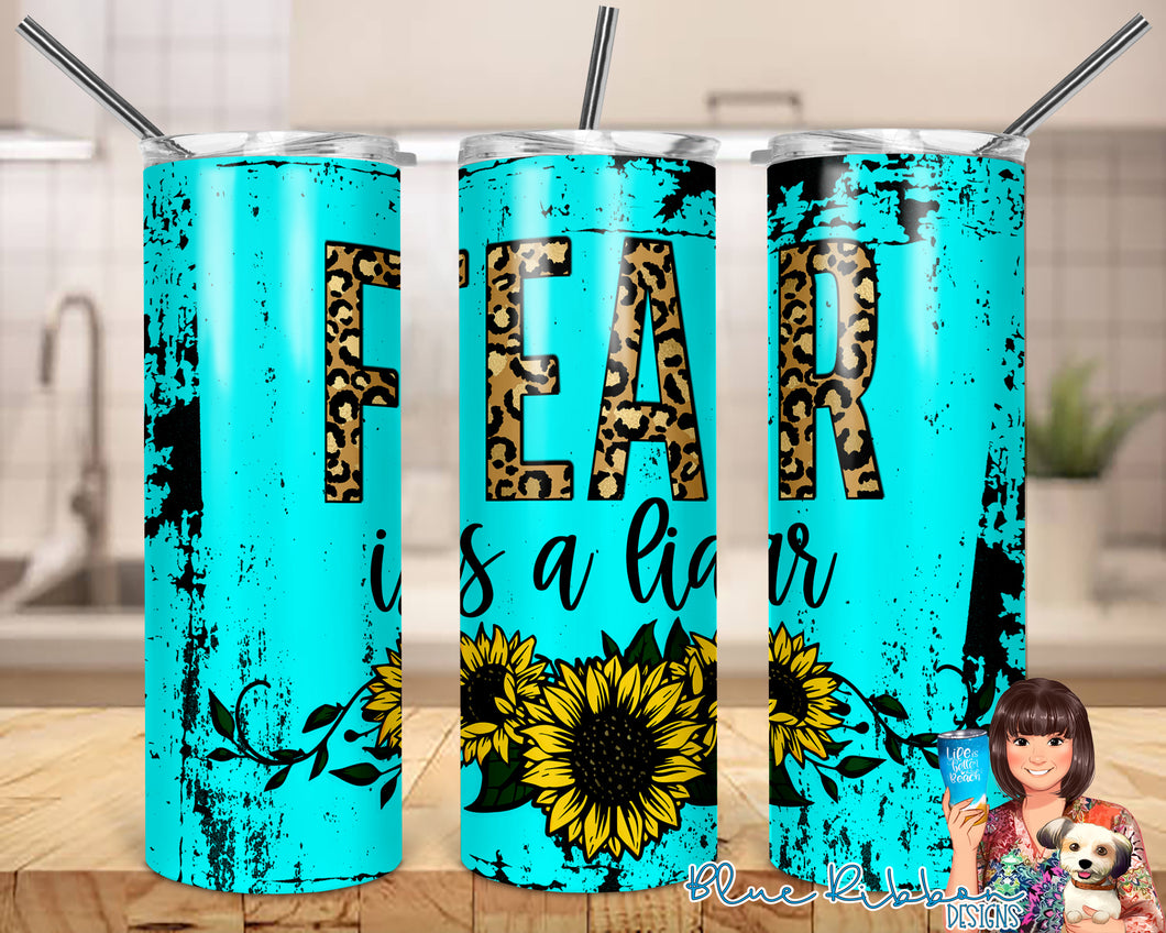 20 Ounce Skinny Stainless Double-Walled Tumbler - Fear is a Liar