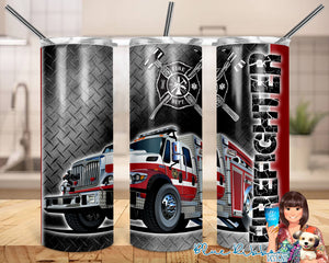 20 Ounce Skinny Stainless Double-Walled Tumbler - Firefighter