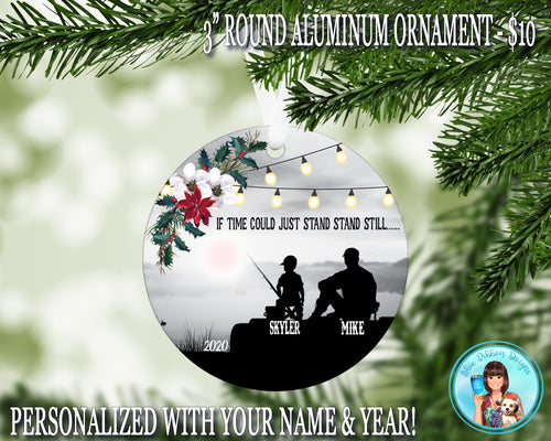 Personalized Father & Son Fishing Round Ornament