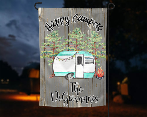 Happy Campers Personalized Garden Flag