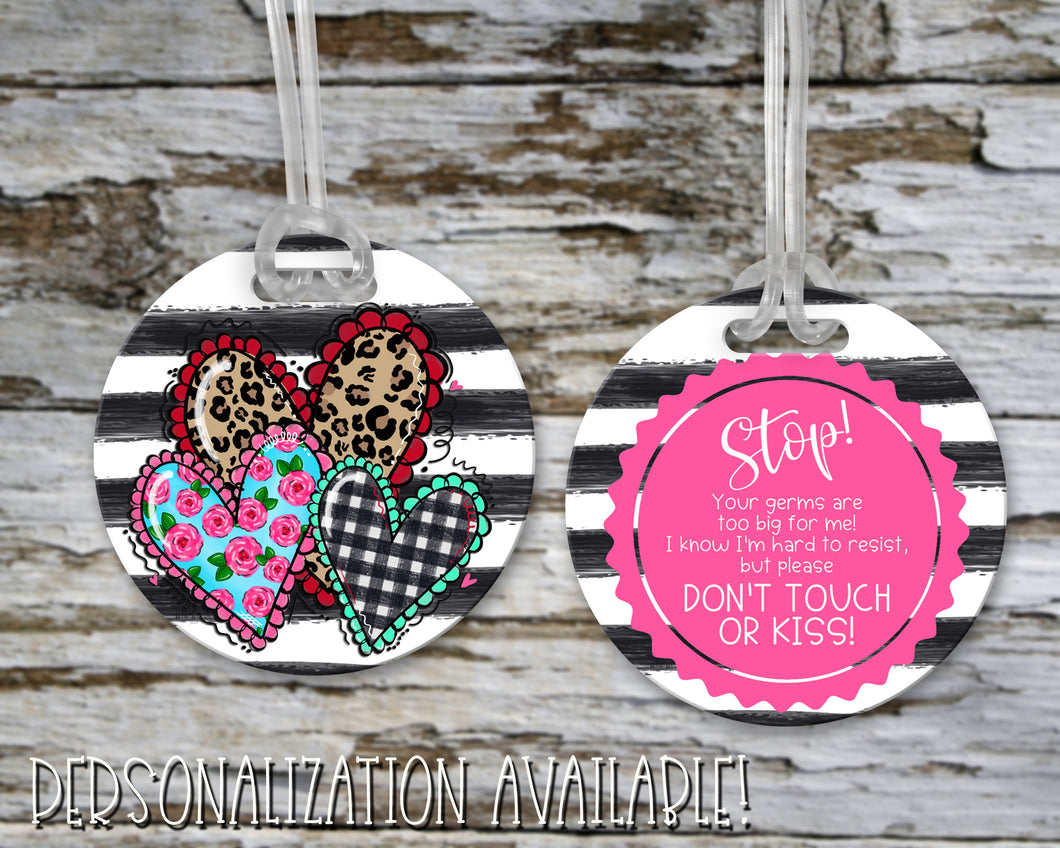 Infant Car Seat/Stroller Tag - Hearts and Stripes