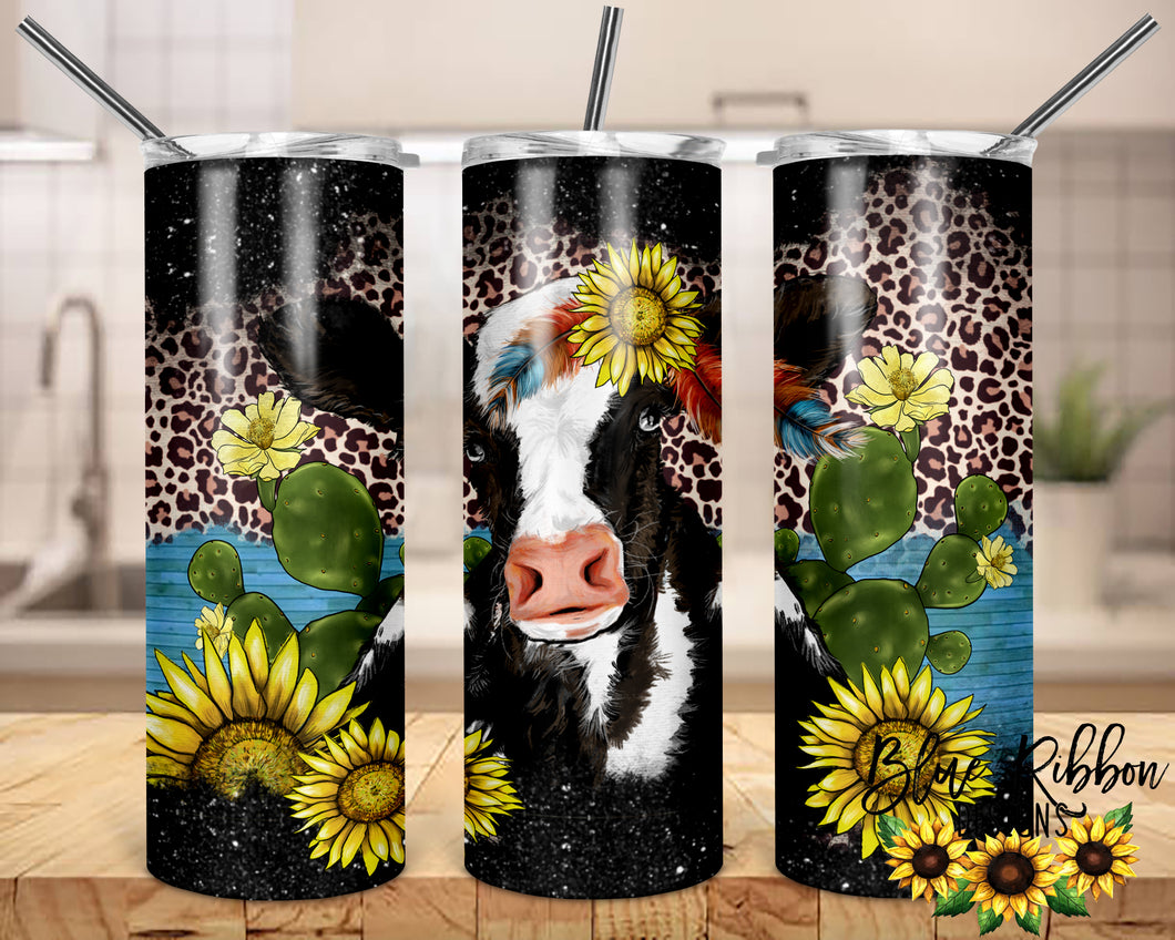 20 Ounce Skinny Stainless Double-Walled Tumbler - Hippie Cow