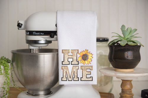 HOME Sunflower Waffle Weave Kitchen Towel