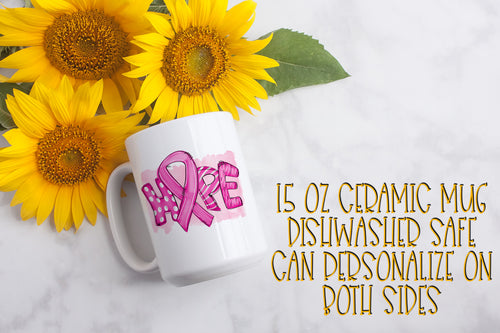 Hope Ribbon Breast Cancer Awareness 15 ounce Ceramic Mug