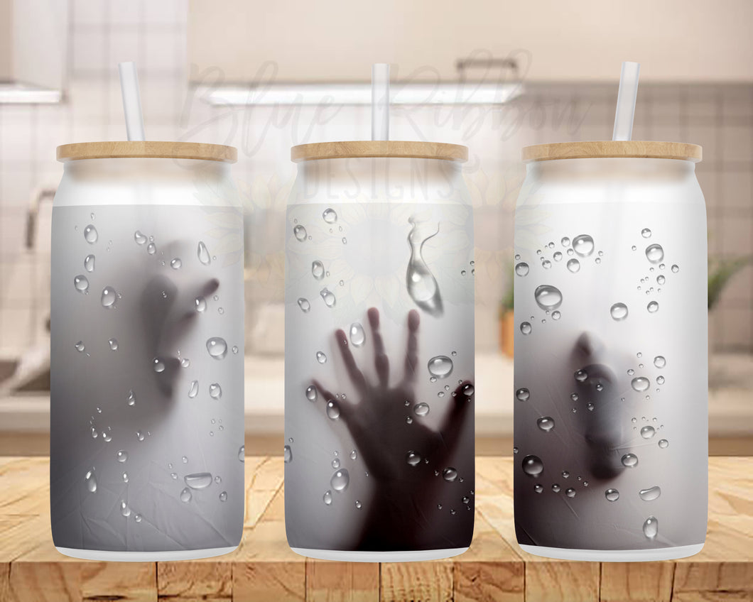 20 oz. Frosted Glass Can for Iced Coffee, Soda, Beer, etc. - Horror Hands