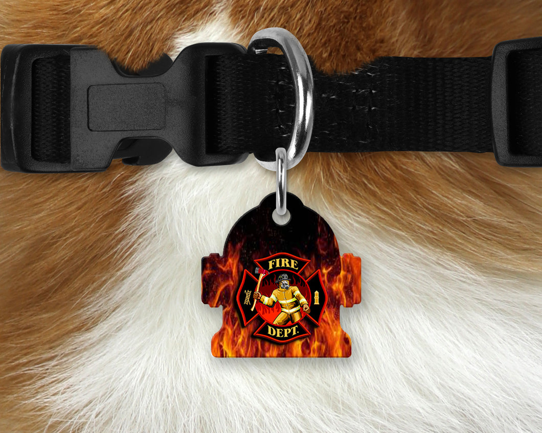 Aluminum Hydrant Shaped Personalized Pet Tag - Firefighter
