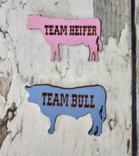 Wooden Team Bull or Team Heifer Pins for Gender Reveal