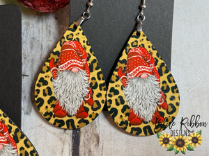 Leopard Gnome Teardrop Earrings