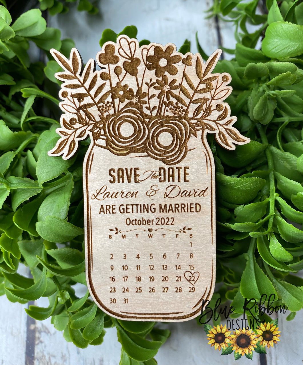 Custom Engraved Mason Jar Save The Dates