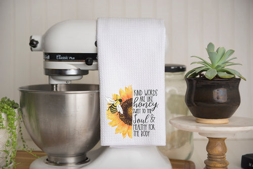 Kind Words are Like Honey Waffle Weave Kitchen Towel