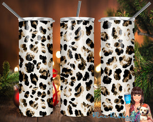 20 Ounce Skinny Stainless Double-Walled Tumbler - Leopard Print