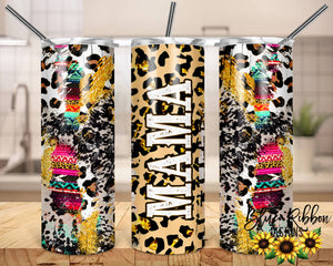 20 Ounce Skinny Stainless Double-Walled Tumbler - Leopard & Serape Mama