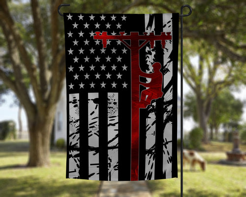 Lineman Personalized Garden Flag