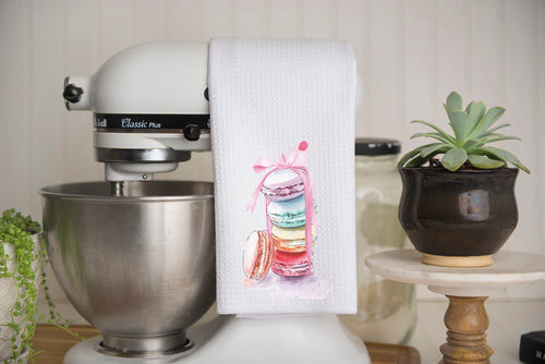 Macarons Waffle Weave Kitchen Towel