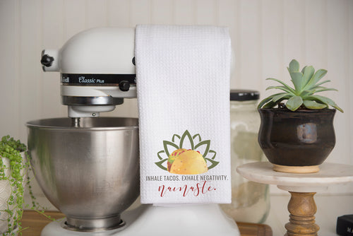 Namaste Tacos Waffle Weave Kitchen Towel