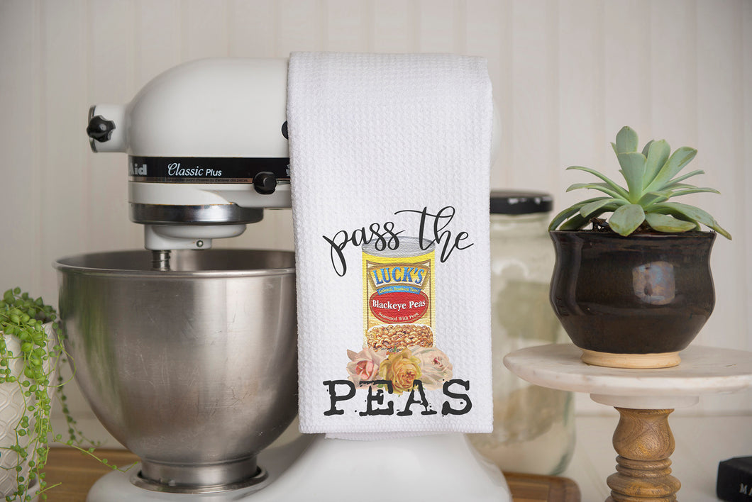 Pass the Peas Waffle Weave Kitchen Towel