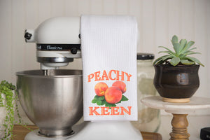 Peachy Keen Waffle Weave Kitchen Towel