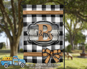 12X18" Single Sided Personalized Plaid and Burlap Garden Flag