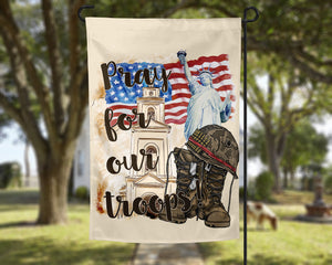Pray For Our Troops Garden Flag