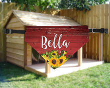 Personalized Pet Scarf with Collar - Red Barn Wood and Sunflowers