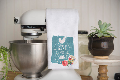 Rise and Shine Waffle Weave Kitchen Towel