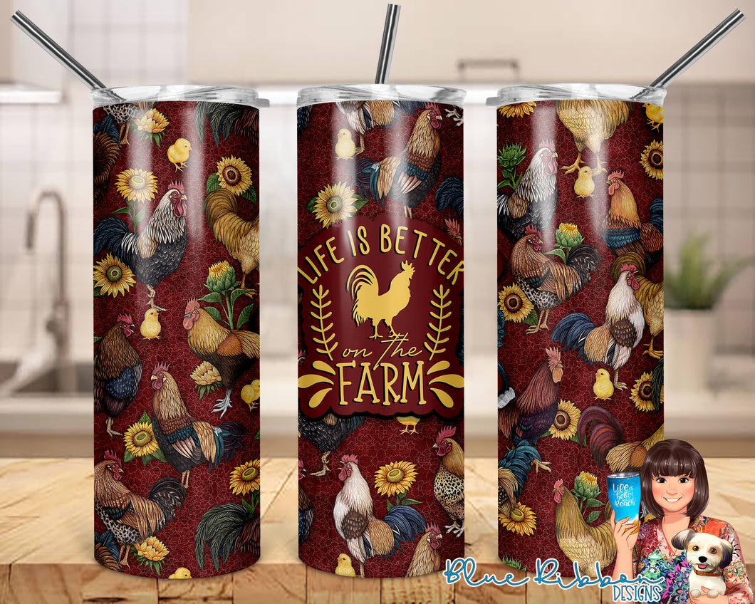 20 Ounce Skinny Stainless Double-Walled Tumbler - Life is Better on the Farm