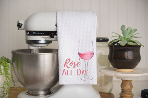 Rose' All Day Waffle Weave Kitchen Towel