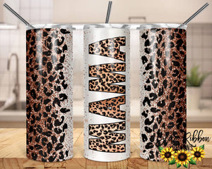 20 Ounce Skinny Stainless Double-Walled Tumbler - Rose Gold Leopard Mama