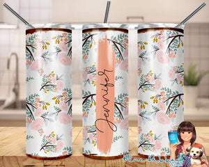 20 Ounce Skinny Stainless Double-Walled Tumbler - Rusty Floral