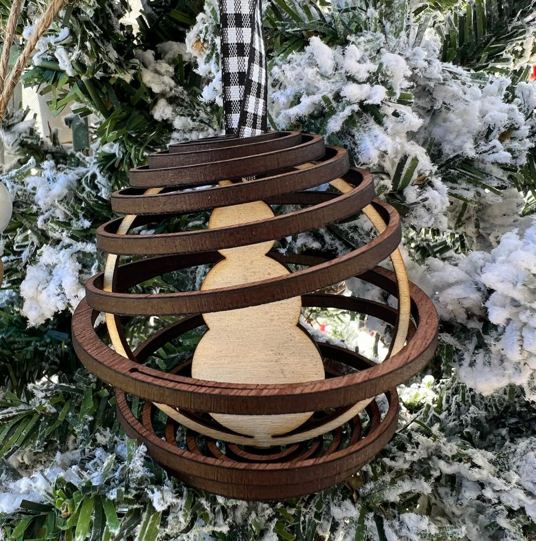Wooden Spiral Ornament - Snowman