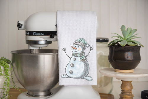 Snowman Waffle Weave Kitchen Towel