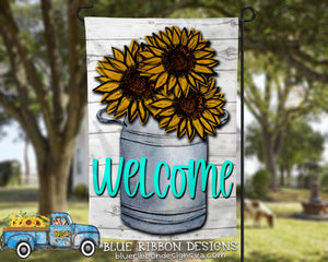 12X18" Single or Double Sided Sunflowers in Milk Can Garden Flag
