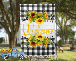 12X18" Single Sided Sunflowers and Gingham Garden Flag