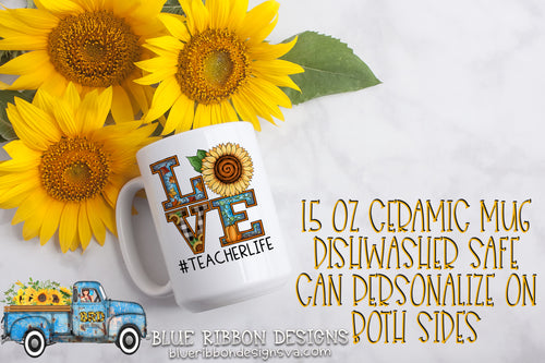 Autumn Love Sunflower 15 Ounce Ceramic Mug