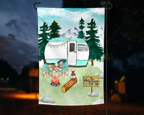 Personalized Teardrop Camper Garden Flag