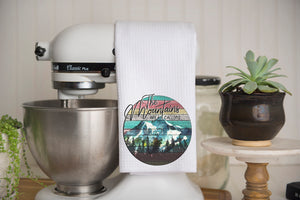 The Mountains Are Calling Waffle Weave Kitchen Towel