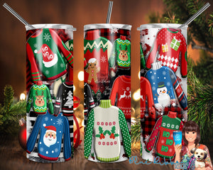 20 Ounce Skinny Stainless Double-Walled Tumbler - Ugly Christmas Sweater