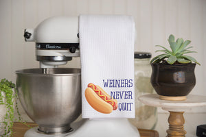 Weiners Never Quit Waffle Weave Kitchen Towel