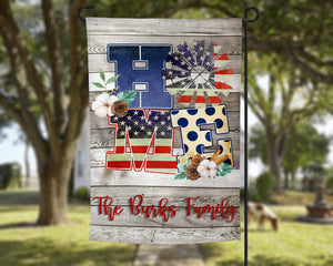Windmill HOME Patriotic Personalized Garden Flag